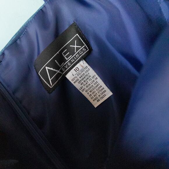 Alex Evenings Blue One Shoulder Draped Empire Waist Chiffon Formal Dress Size 10 - Picture 5 of 9